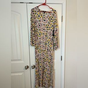 LULUS NWT YELLOW AND PINK FLORAL LONG SLEEVE  MAXI